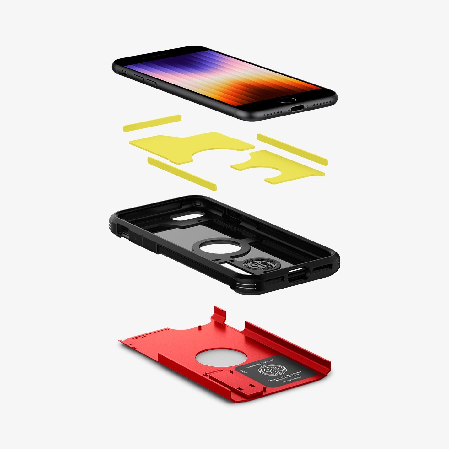 ACS01241 - iPhone SE Tough Armor case in red showing the breakdown