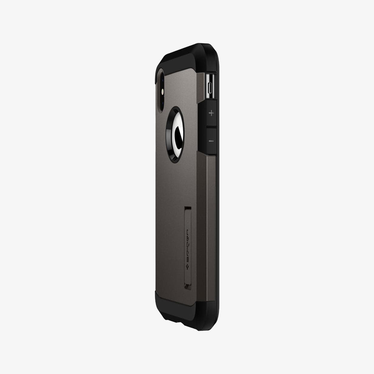 057CS22161 - iPhone XS / X Case Tough Armor in gunmetal showing the side and partial back