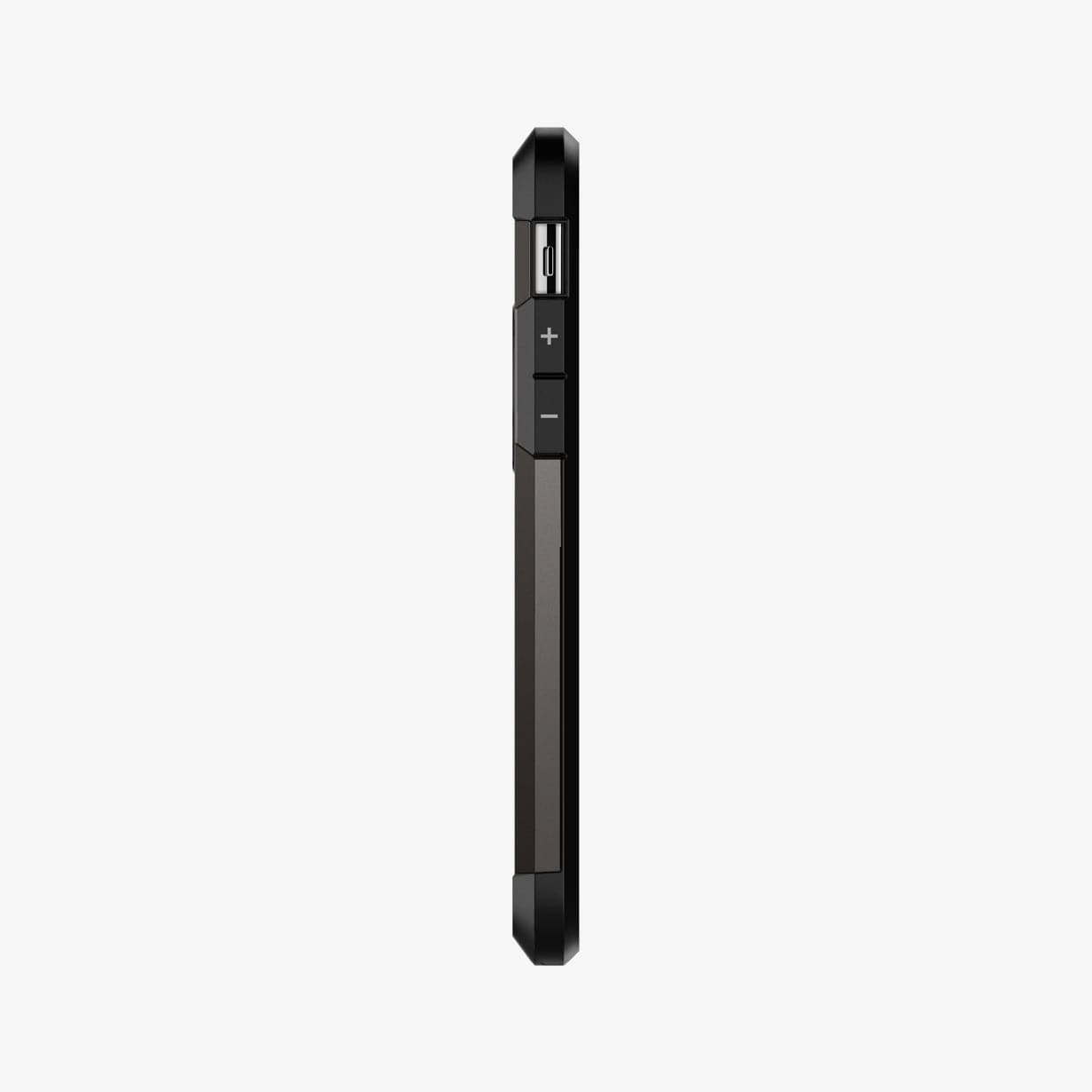 057CS22161 - iPhone XS / X Case Tough Armor in gunmetal showing the side with volume controls