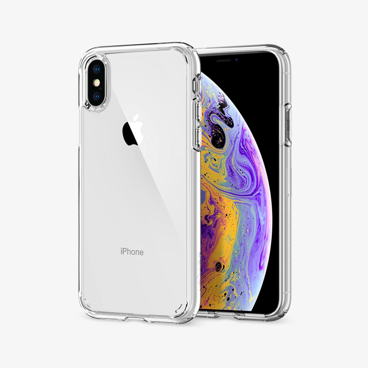 057CS22127 - iPhone XS / X Case Ultra Hybrid in crystal clear showing the back and front