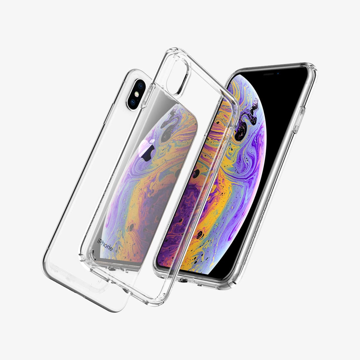 057CS22127 - iPhone XS / X Case Ultra Hybrid in crystal clear showing the back, inside and front