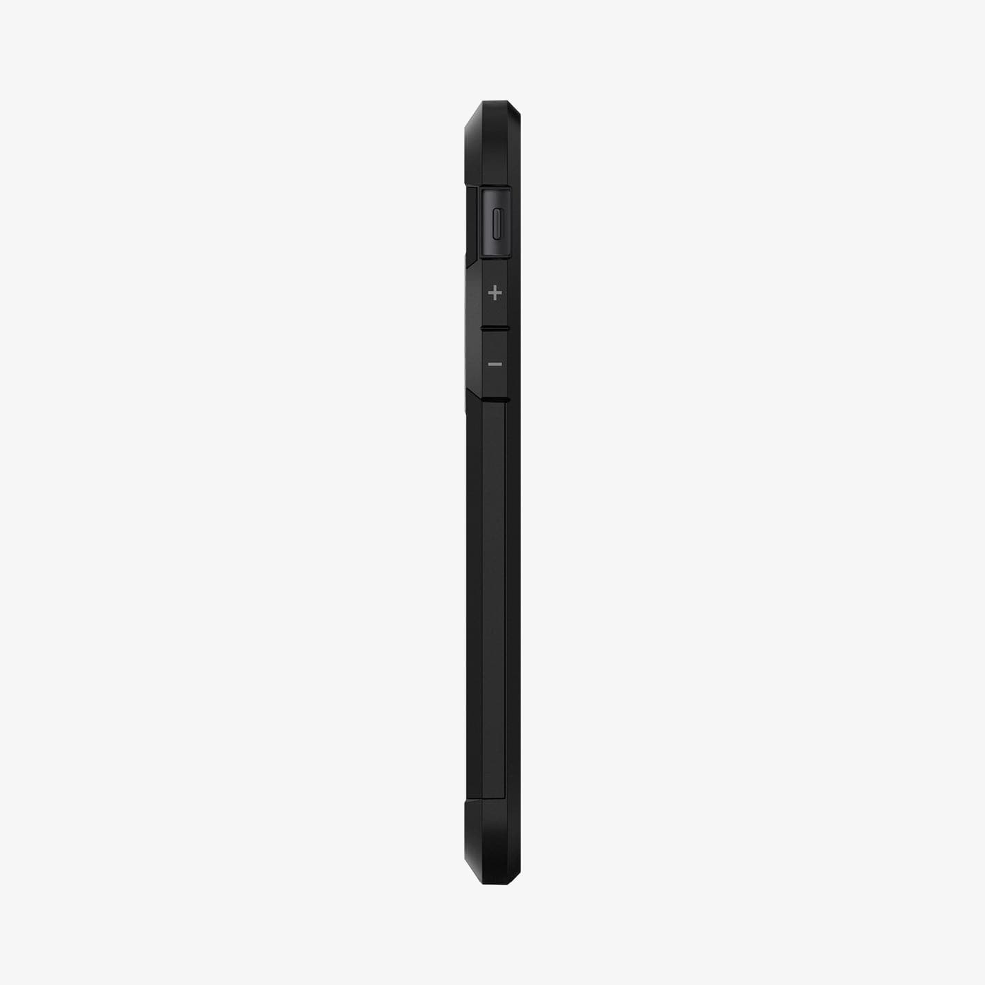 064CS24876 - iPhone XR Case Tough Armor in black showing the side with volume controls
