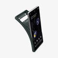 ACS06094 - Pixel 7a Case Liquid Air in abyss green showing the case bending away from device