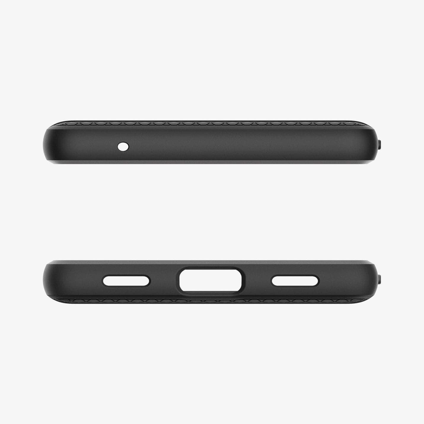 ACS05815 - Pixel 7a Case Liquid Air in matte black showing the top and bottom with precise cutouts