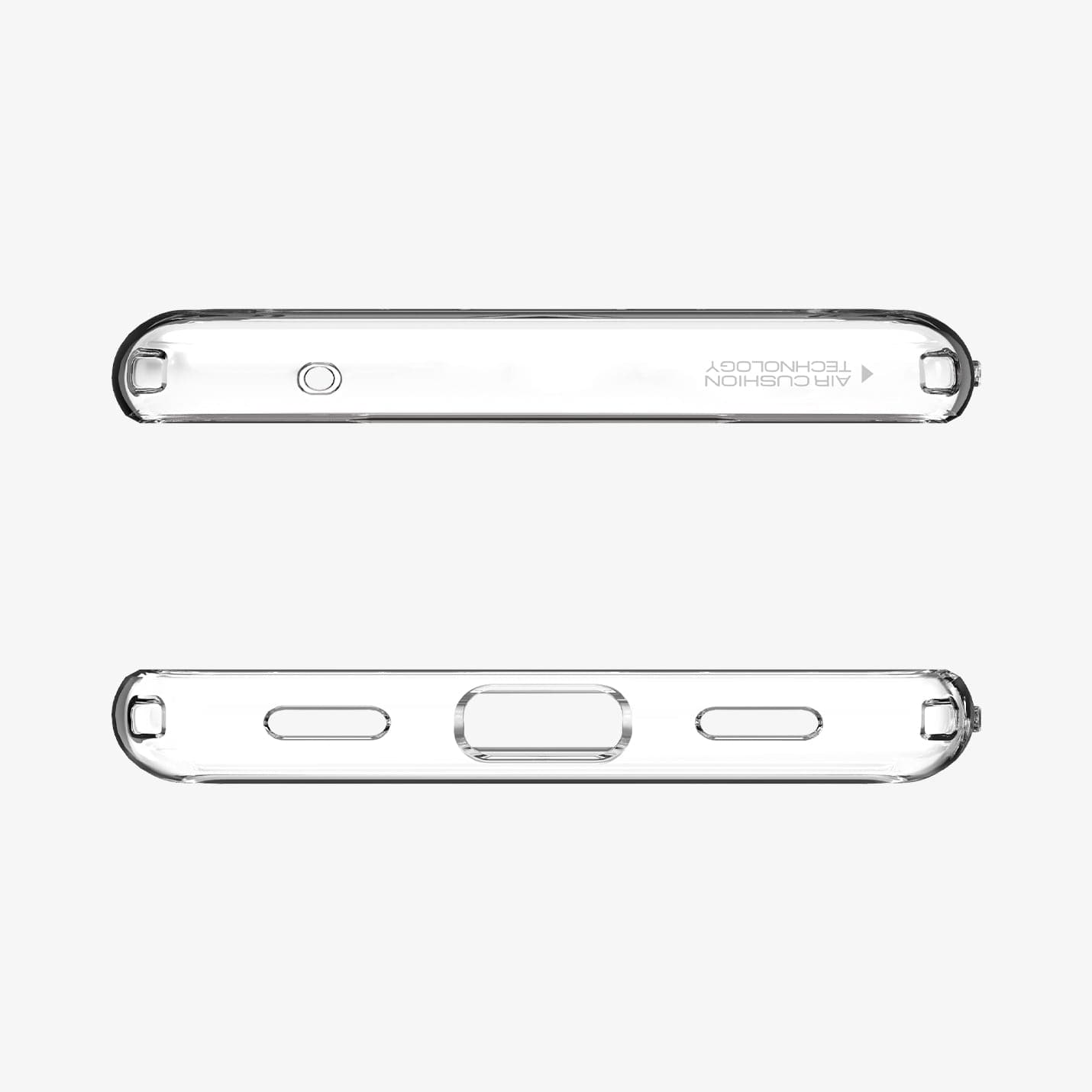 ACS05817 - Pixel 7a Case Ultra Hybrid in crystal clear showing the top and bottom with precise cutouts