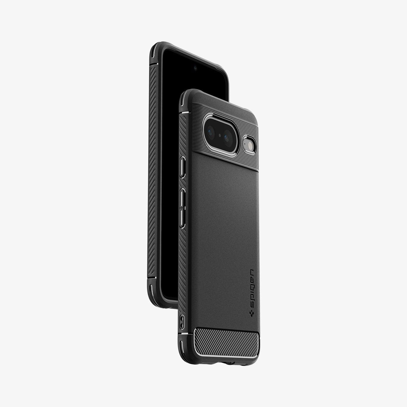 ACS06277 - Pixel 8 Case Rugged Armor in matte black showing the sides, back and partial front