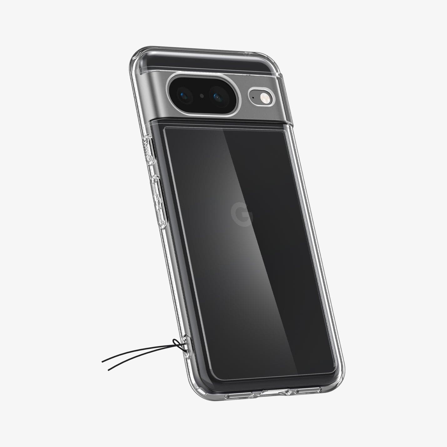 ACS06278 - Pixel 8 Case Ultra Hybrid in crystal clear showing the back and partial side