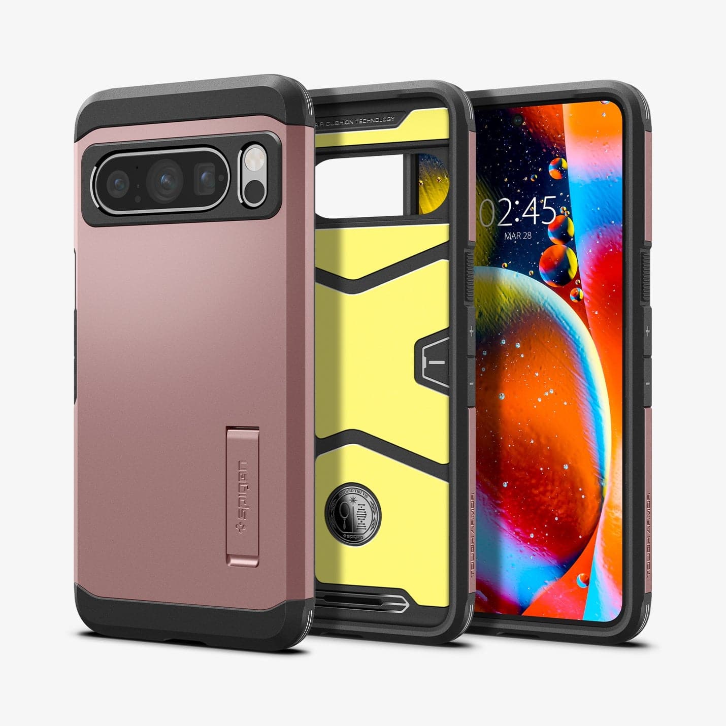 ACS06321 - Pixel 8 Pro Case Tough Armor in rose gold showing the back, inside and front