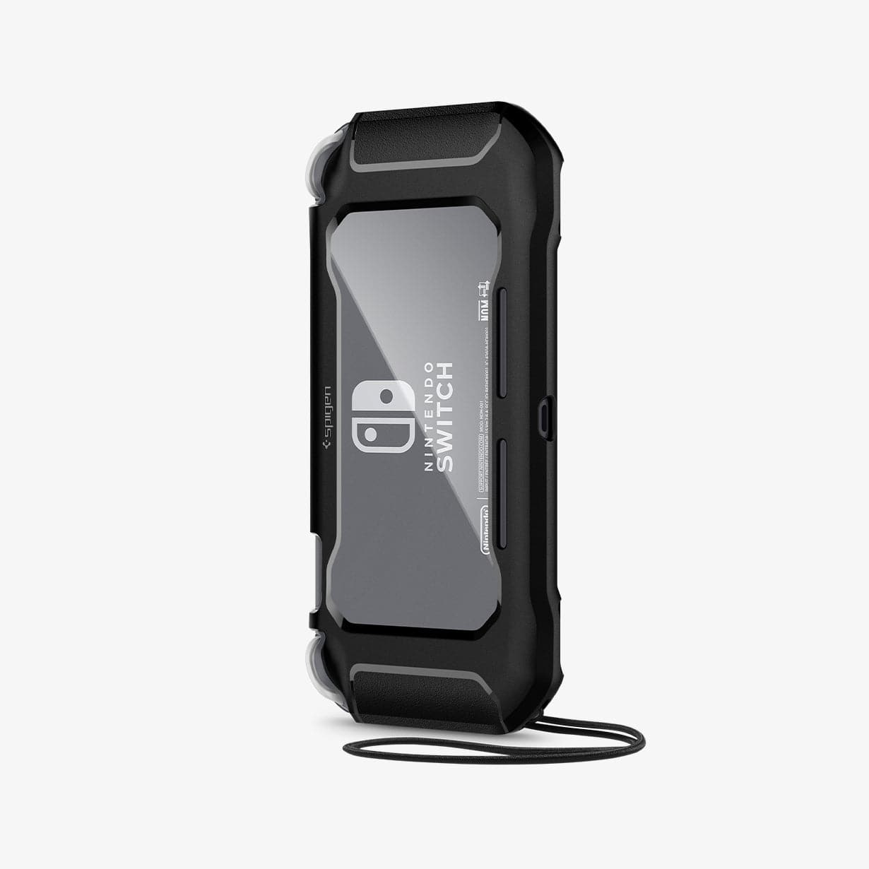 ACS00212 - Nintendo Switch Lite Case Rugged Armor in matte black showing the back and bottom