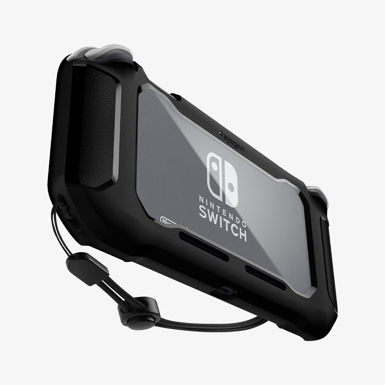 ACS00212 - Nintendo Switch Lite Case Rugged Armor in matte black showing the back, side and bottom