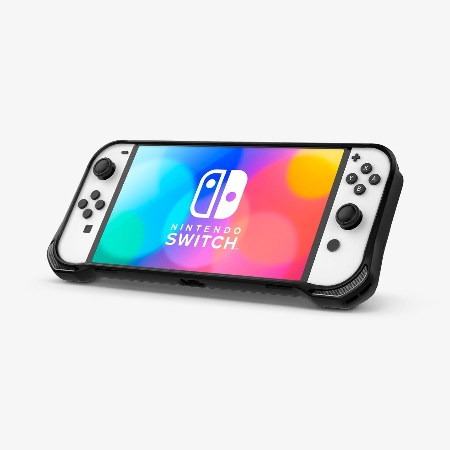 ACS04020 - Nintendo Switch OLED Case Rugged Armor in matte black showing the front and partial side