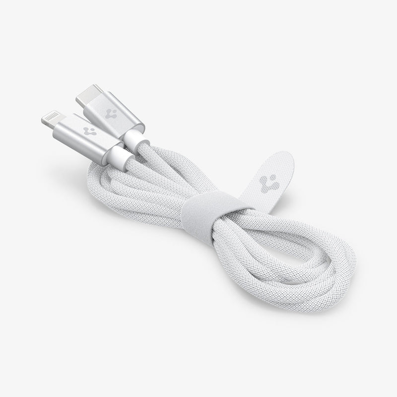ACA04467 - ArcWire™ USB-C to Lightning Cable PB2200 in white showing the cable neatly put together by cable organizer