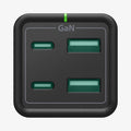 ACH03787 - Spigen ArcDock 65W Desktop Charger PD2101 in black showing the front with charging ports