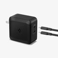 ACH02121 - ArcStation™ Pro 100W Wall Charger PE2006 in black showing two charging cables hovering in front of ports