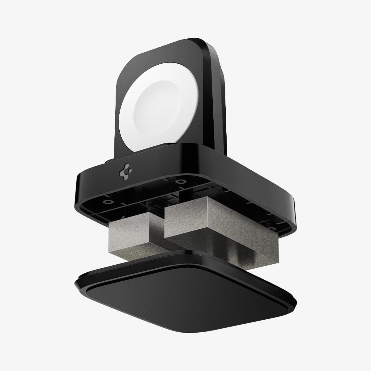 000CH25522 - Apple Watch ArcField™ Wireless Charger PF2002 in black showing the front and multiple components of stand
