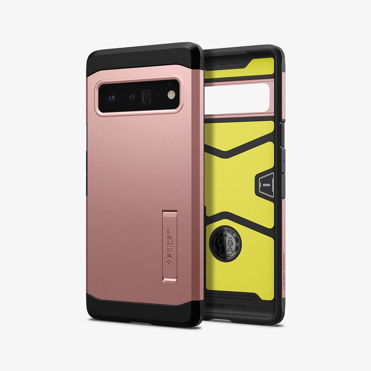 ACS03463 - Pixel 6 Pro Case Tough Armor in rose gold showing the back and inside of case