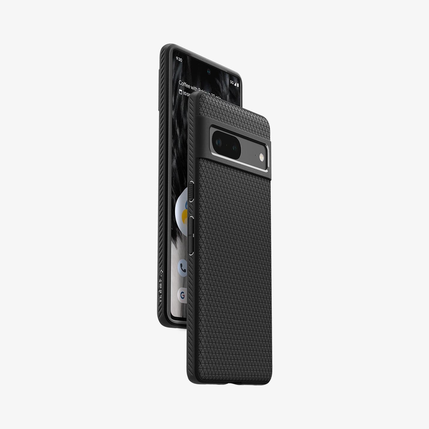 ACS04696 - Pixel 7 Case Liquid Air in matte black showing the back, sides and partial front