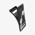 ACS04696 - Pixel 7 Case Liquid Air in matte black showing the back bending away from device to show the flexibility