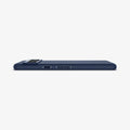 ACS04697 - Pixel 7 Case Liquid Air in navy blue showing the side and back with device laying flat