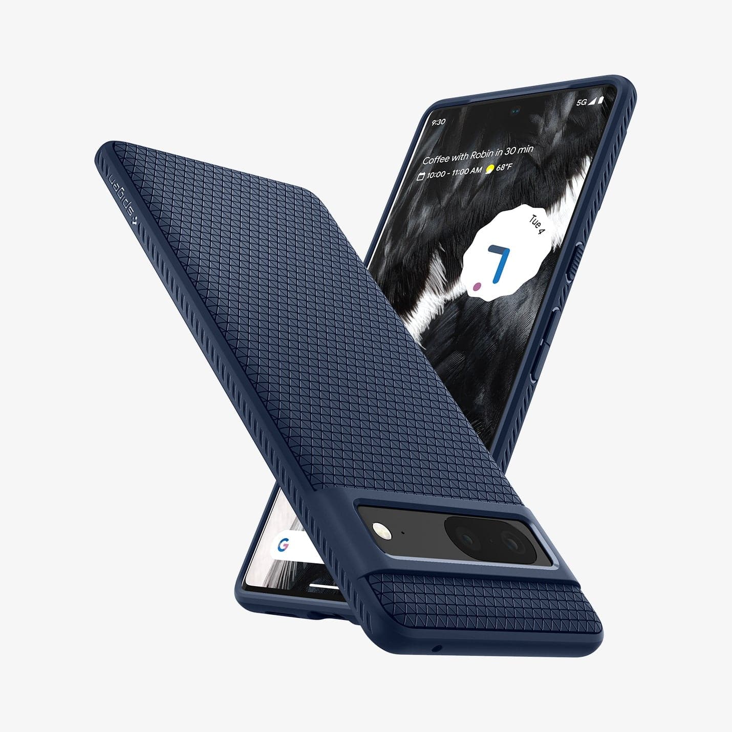 ACS04697 - Pixel 7 Case Liquid Air in navy blue showing the back, front and sides