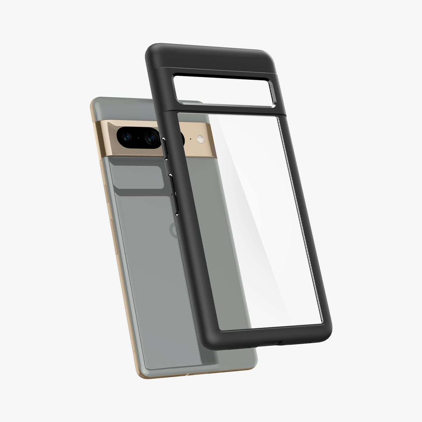ACS04727 - Pixel 7 Pro Case Ultra Hybrid in matte black showing the back with case hovering away from device