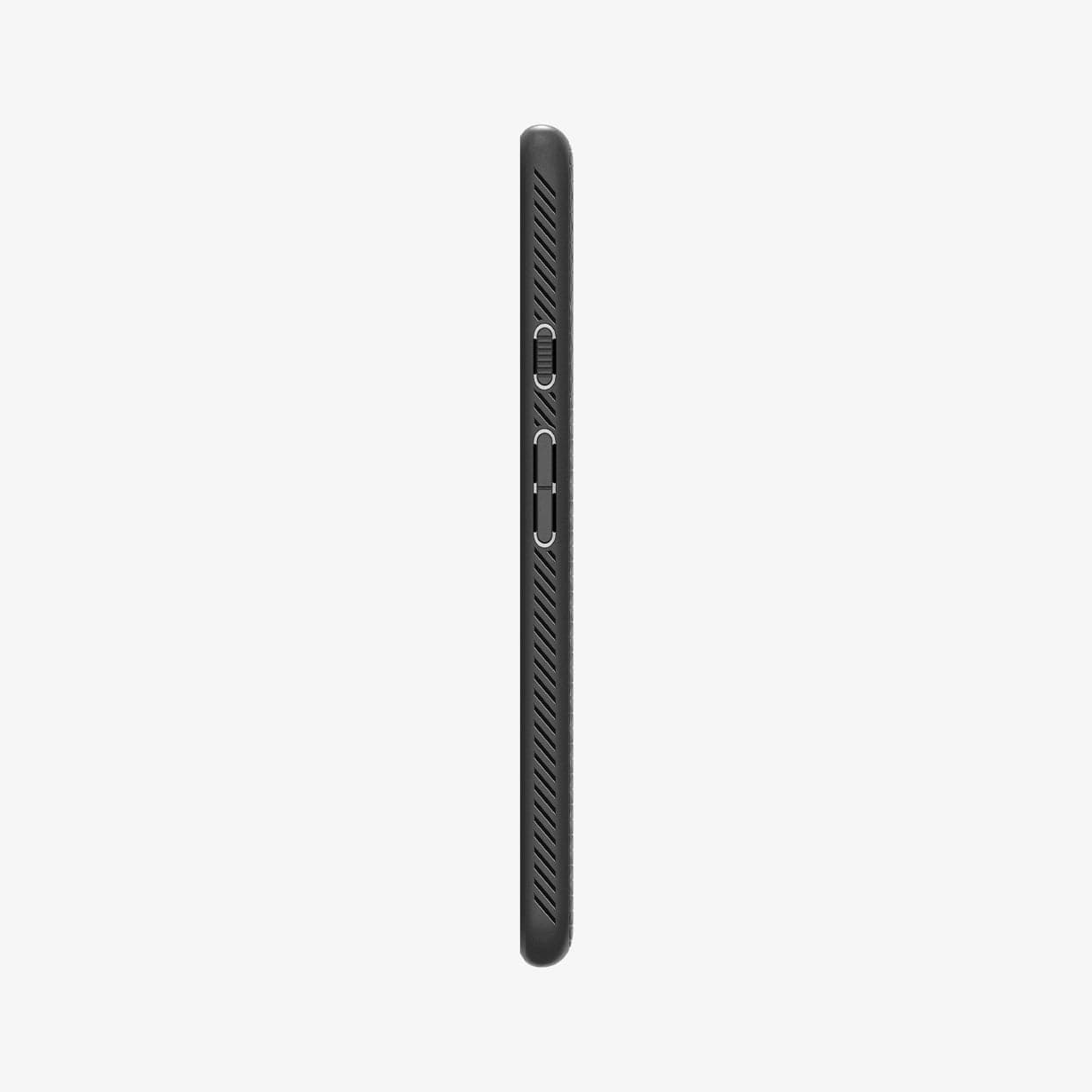 ACS02907 - Pixel 5a Case Liquid Air in matte black showing the side with volume controls