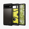 ACS03443 - Pixel 6 Case Tough Armor in gunmetal showing the back, inside and front