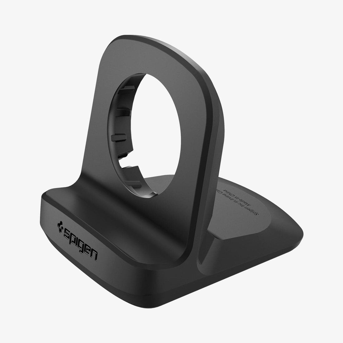 AMP05796 - Pixel Watch Stand Black S354 in black showing the front and side with watch on stand