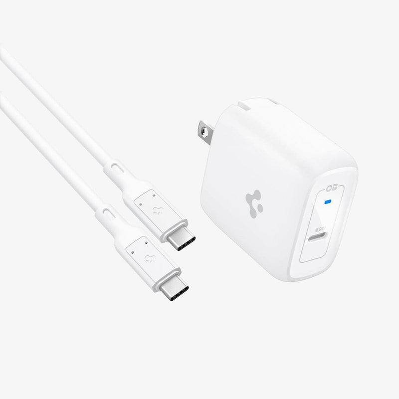 ACH02587 - ArcStation™ Pro 45W Wall Charger PE2015 in white showing the front and side with charging cable next to it