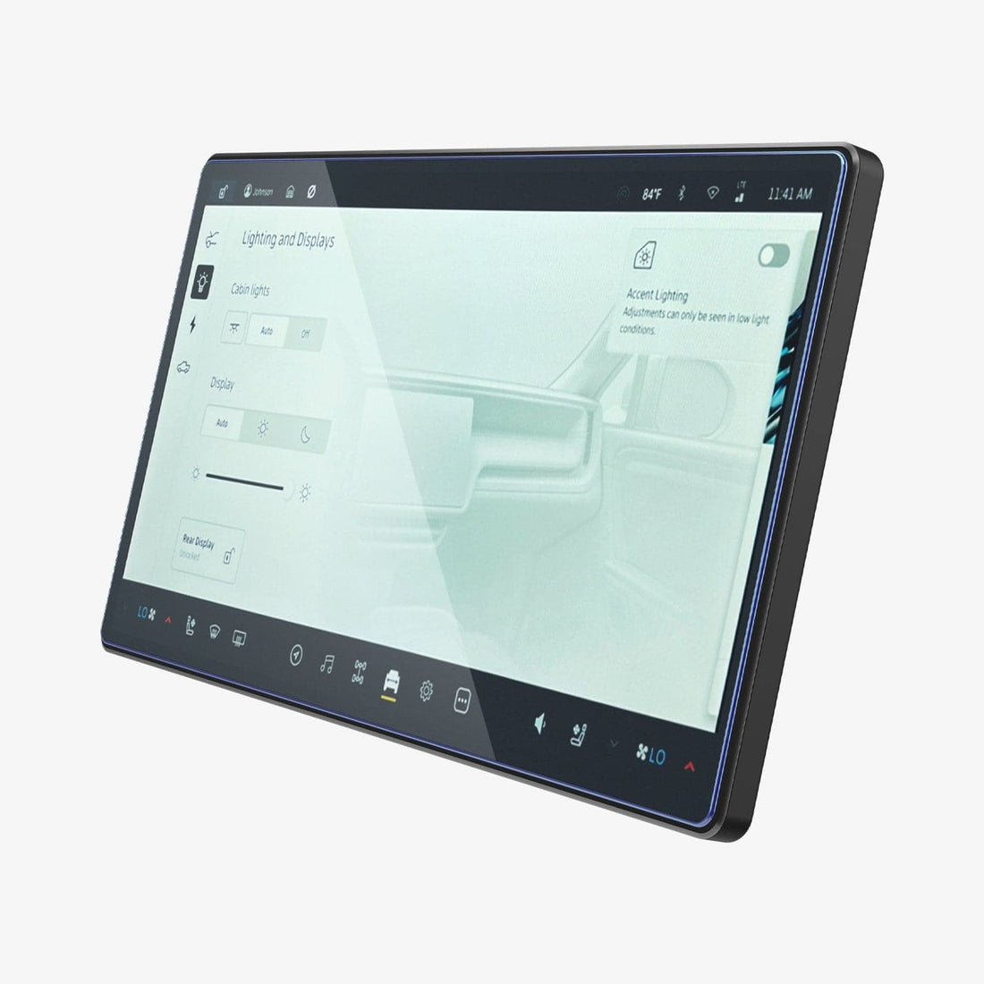 AGL04544 - Rivian R1T / R1S Screen Protector GLAS.tR SLIM Anti-Glare showing the touch screen display, screen protector and packaging