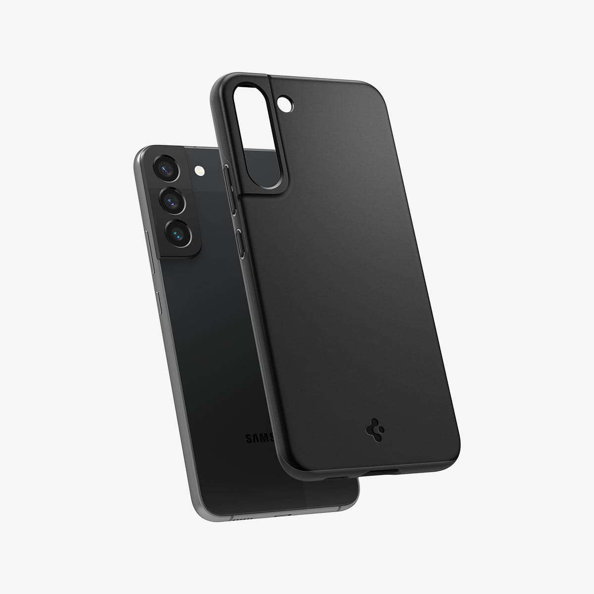 ACS03949 - Galaxy S22 Plus 5G Case Thin Fit in black showing the back with case hovering away from device