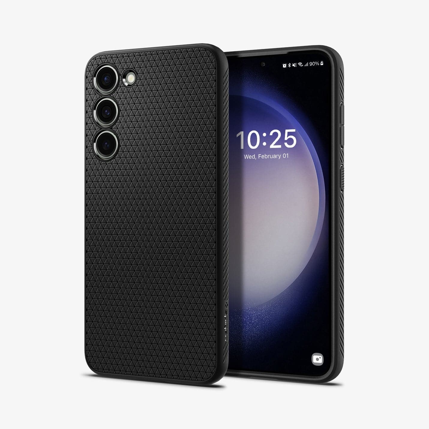 ACS05666 - Galaxy S23 Plus Case Liquid Air in matte black showing the back and front