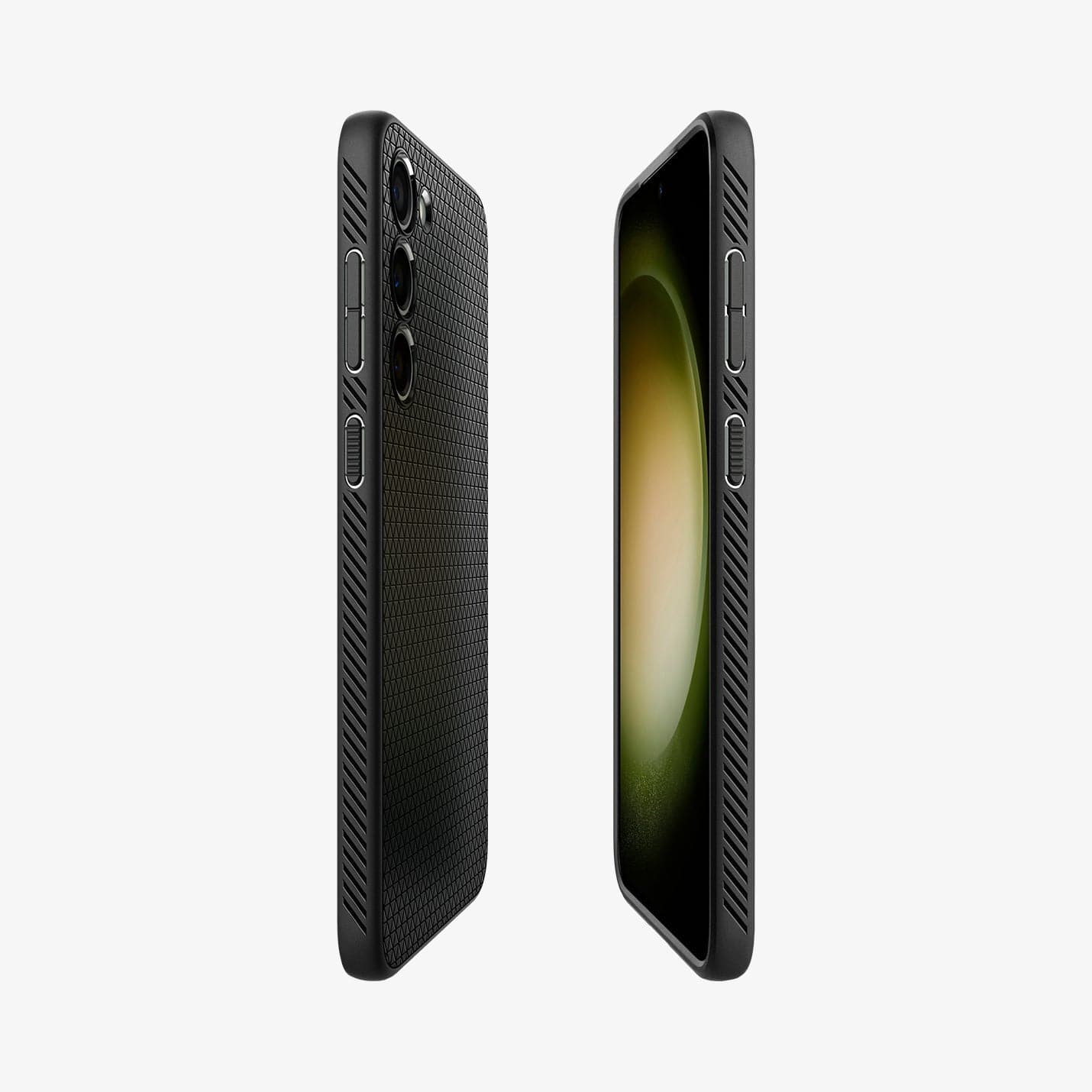 ACS05666 - Galaxy S23 Plus Case Liquid Air in matte black showing the sides, partial back and front