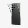 ACS05611 - Galaxy S23 Ultra Case Liquid Crystal in space crystal showing the back with case bending away from device to show the flexibility
