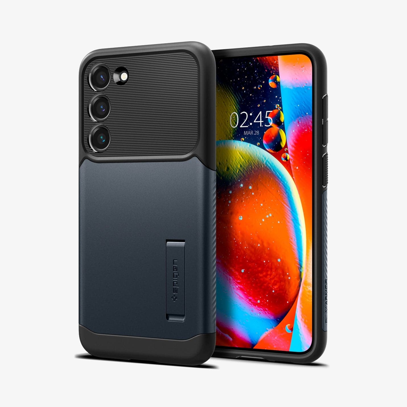 ACS05688 - Galaxy S23 Plus Case Slim Armor in metal slate showing the back and front