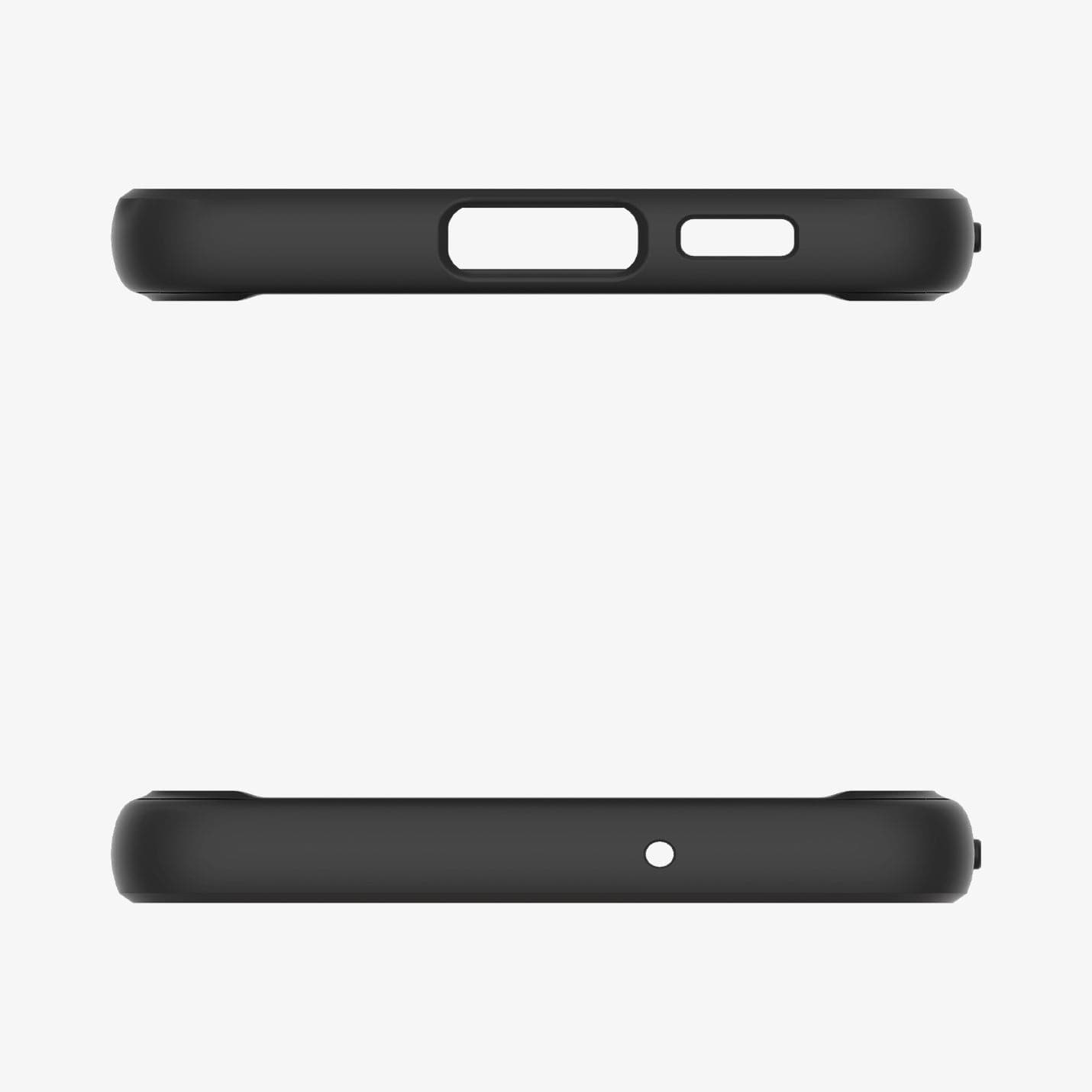 ACS05669 - Galaxy S23 Plus Case Ultra Hybrid in black showing the top and bottom with precise cutouts