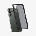 ACS05670 - Galaxy S23 Plus Case Ultra Hybrid in frost black showing the back with case hovering away from device