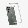 ACS05617 - Galaxy S23 Ultra Case Ultra Hybrid in crystal clear showing the back with case hovering away from device