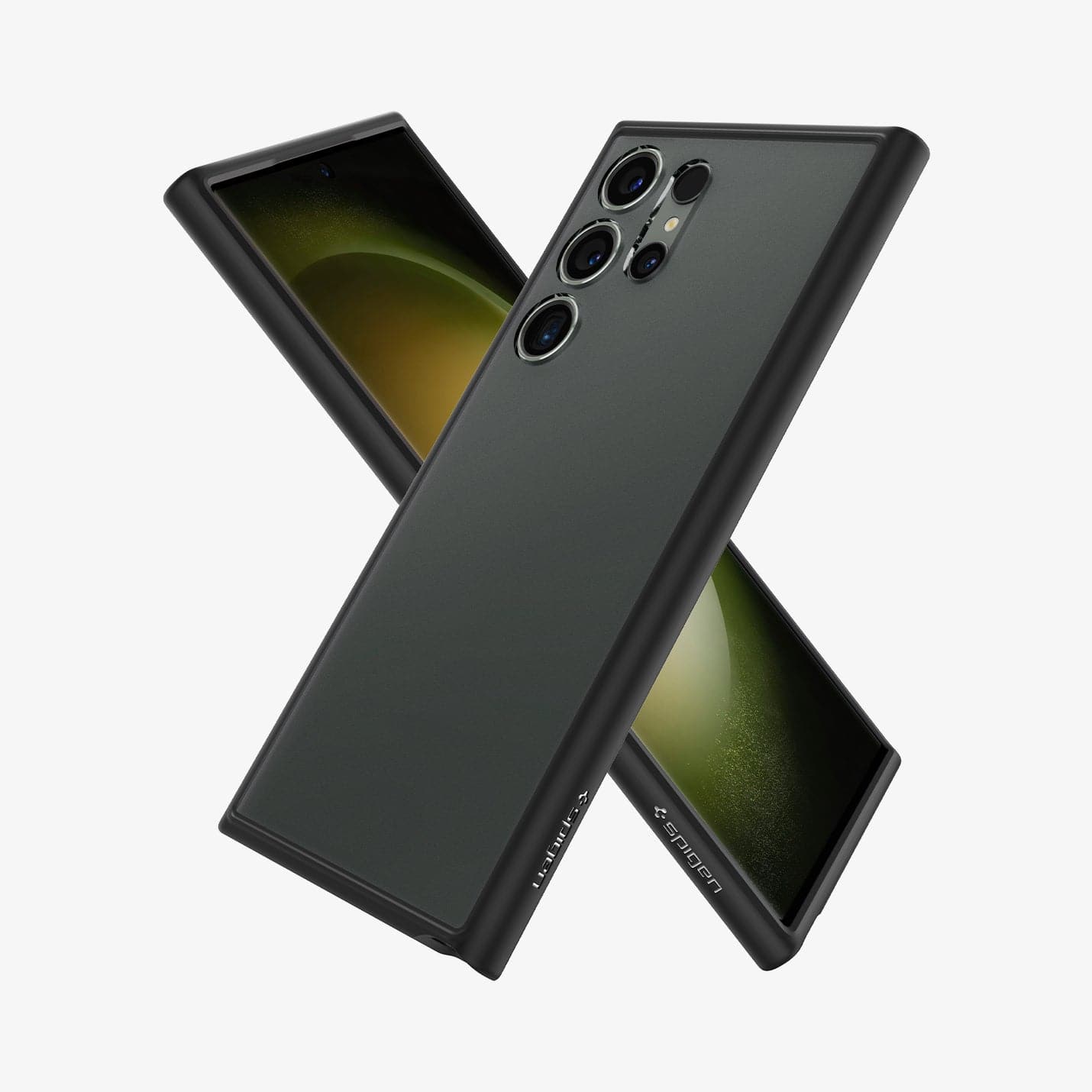 ACS05619 - Galaxy S23 Ultra Case Ultra Hybrid in frost black showing the back, front and sides