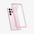 ACS06079 - Galaxy S23 Ultra Case Ultra Hybrid in rose crystal showing the back with case hovering away from device