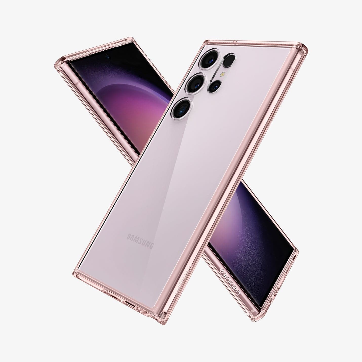 ACS06079 - Galaxy S23 Ultra Case Ultra Hybrid in rose crystal showing the back, front and sides