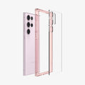 ACS06079 - Galaxy S23 Ultra Case Ultra Hybrid in rose crystal showing the multiple layers of case hovering away from device