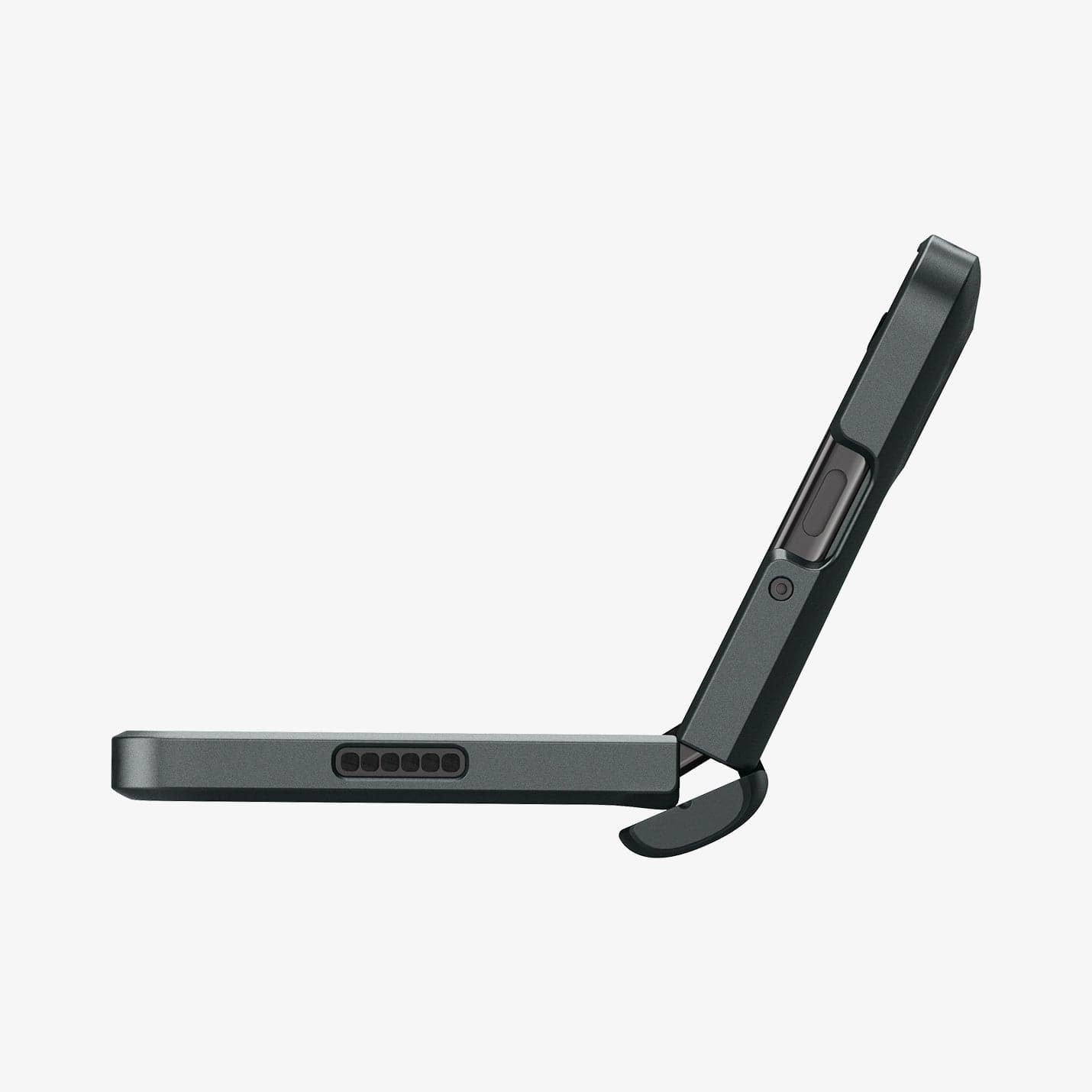 ACS06212 - Galaxy Z Fold 5 Case Slim Armor Pro in abyss green showing the bottom with device half open