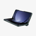 ACS06212 - Galaxy Z Fold 5 Case Slim Armor Pro in abyss green showing the front and bottom half open