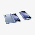 ACS06869 - Galaxy Z Fold 5 Case Slim Armor Pro in sierra blue showing the back and front of one device and the front of another device folded