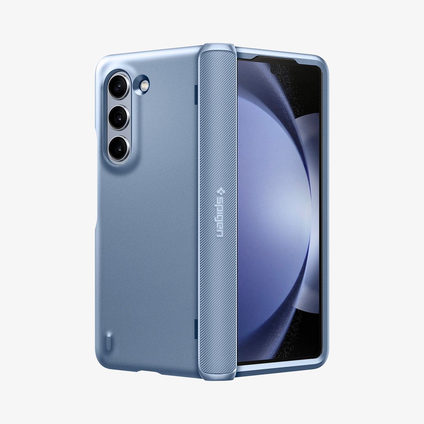 ACS06869 - Galaxy Z Fold 5 Case Slim Armor Pro in sierra blue showing the back, hinge and front
