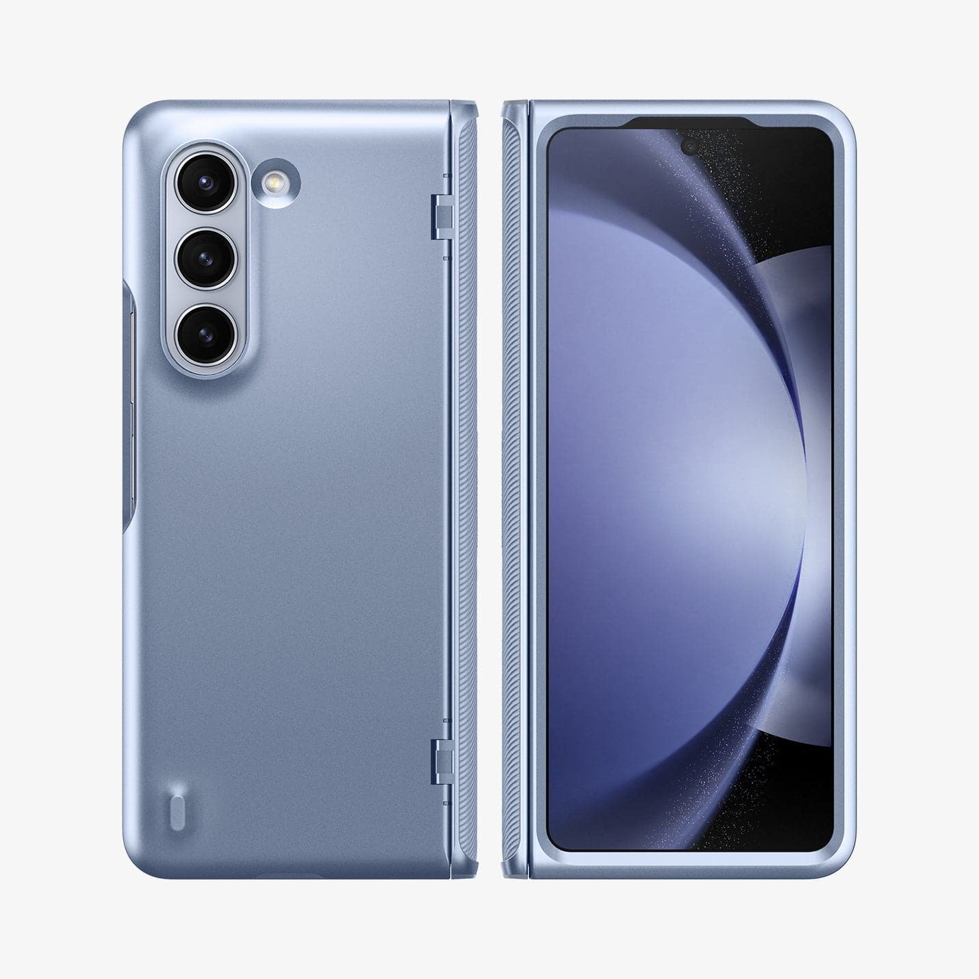 ACS06869 - Galaxy Z Fold 5 Case Slim Armor Pro in sierra blue showing the back and front with space in between