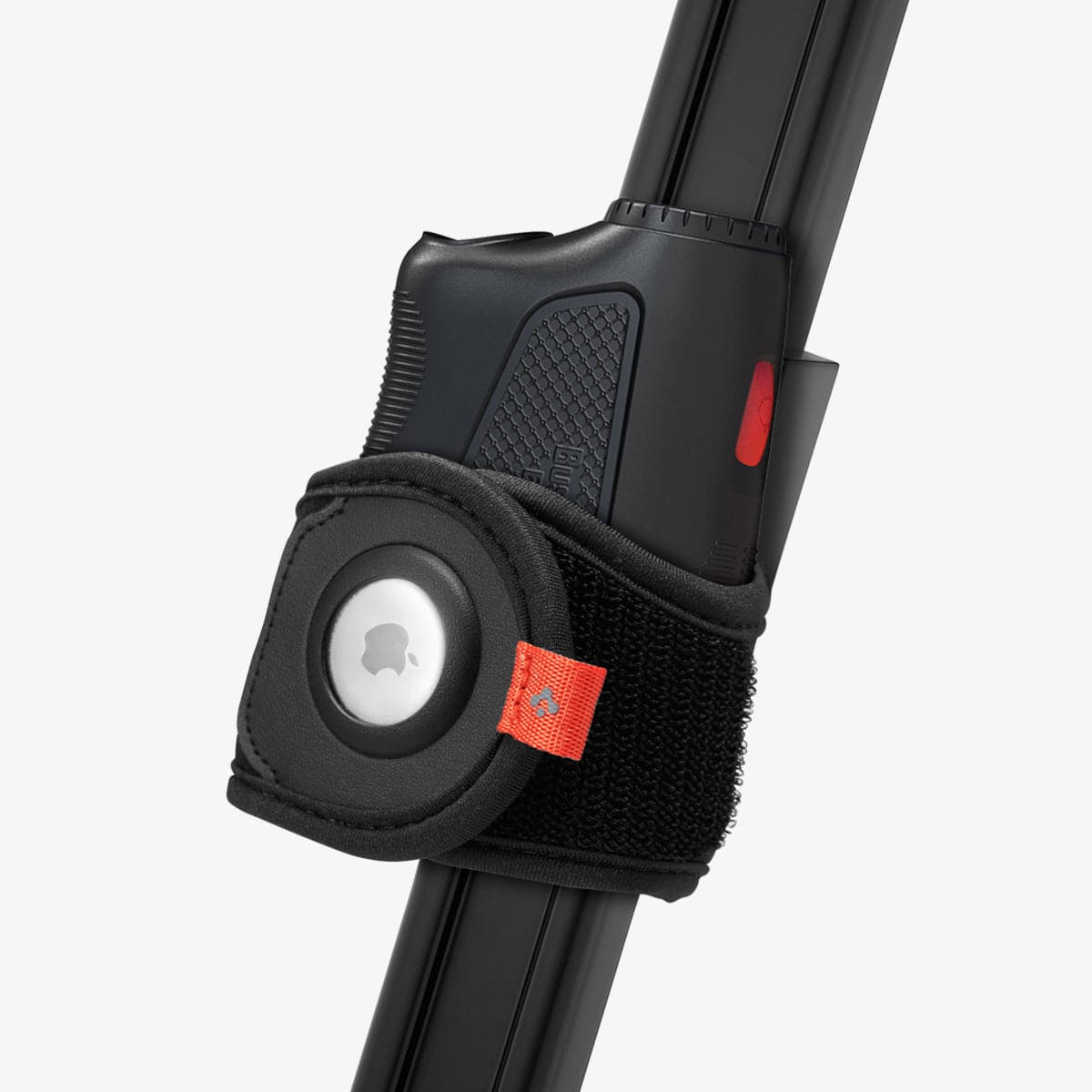 AHP03117 - AirTag Rangefinder Wrap in black showing the wrap attached to golf cart