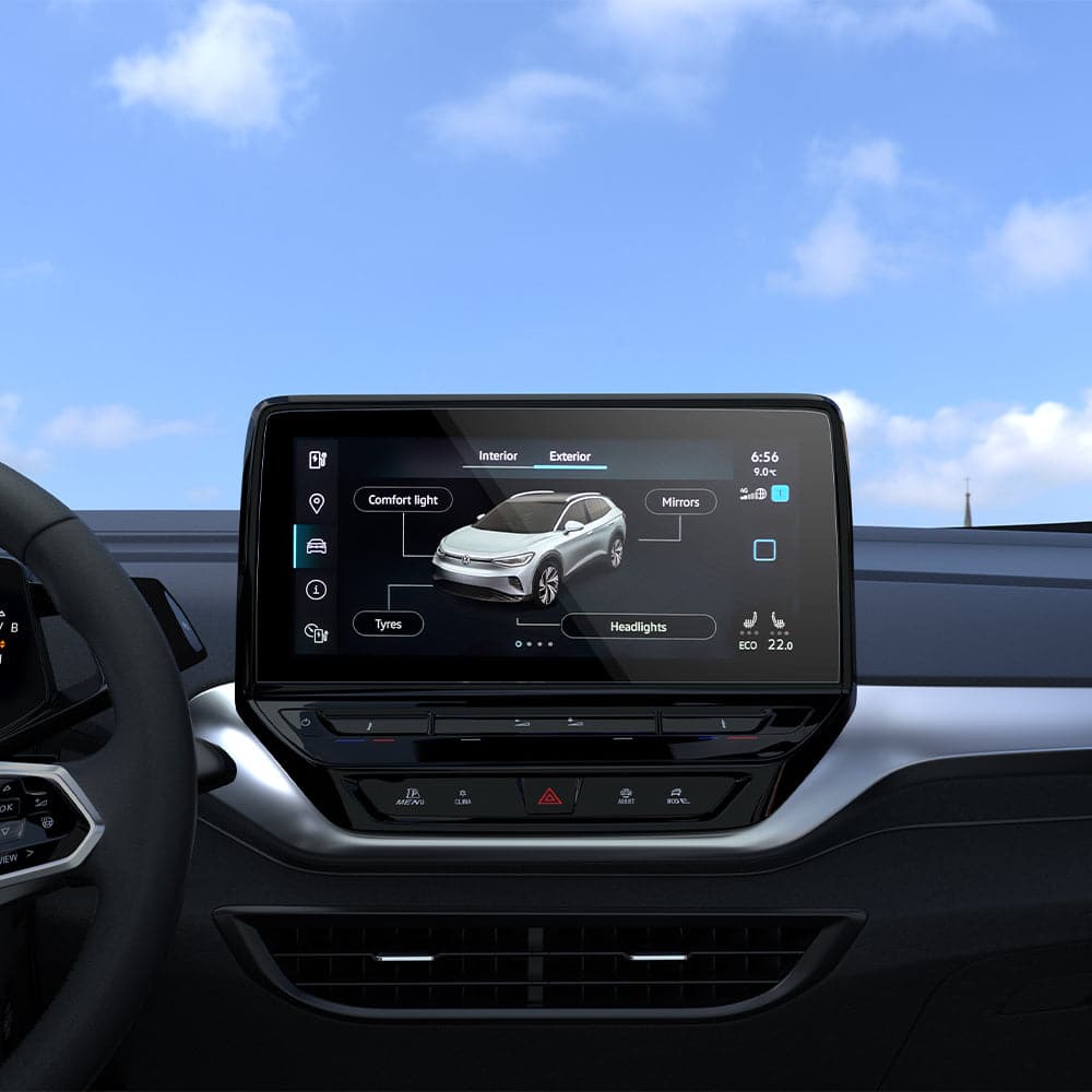 AGL04046 - Volkswagen ID.4 12" Screen Protector EZ FIT GLAS.tR Anti-Glare showing the front view inside of car