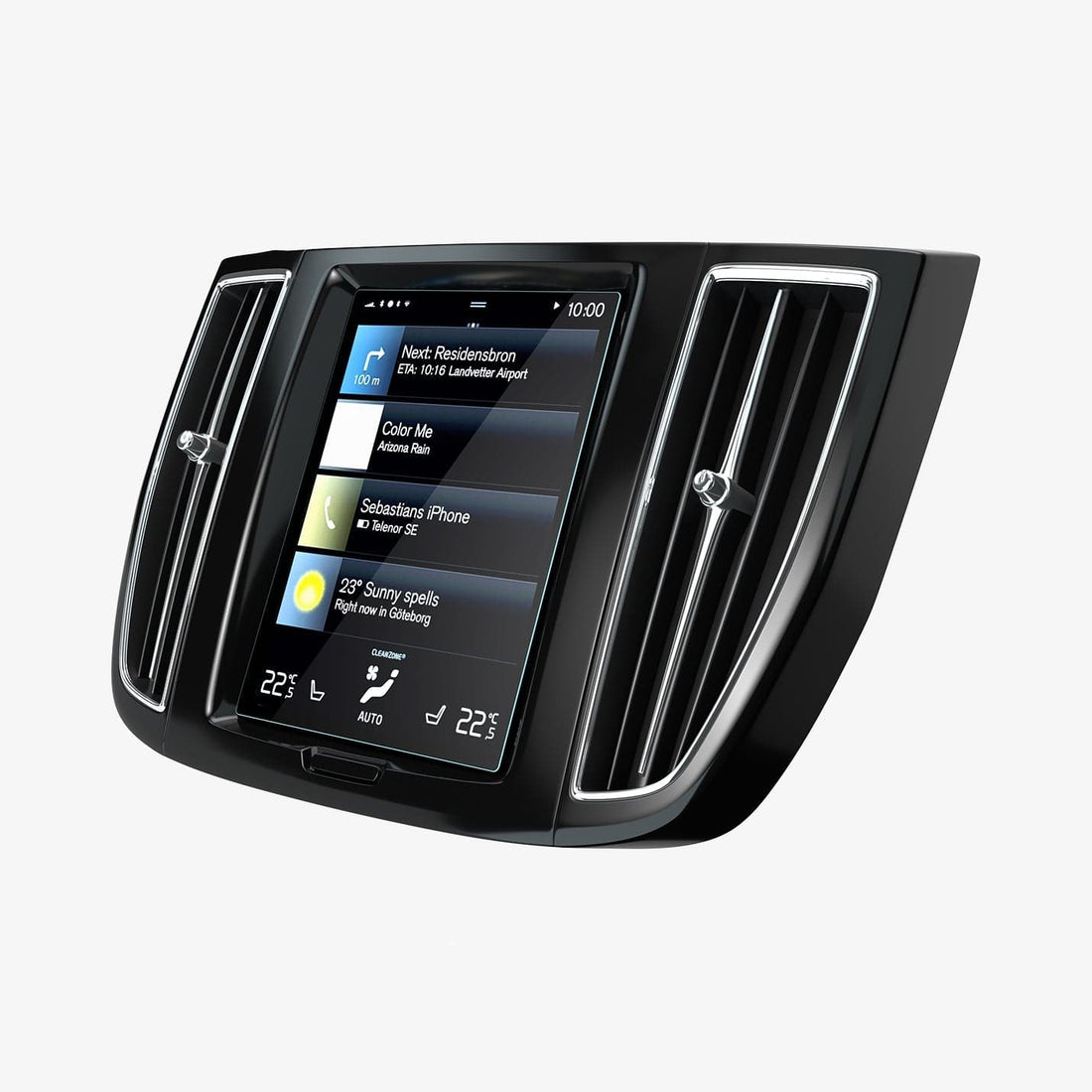 AGL04119 - Volvo 8.7" Screen Protector GLAS.tR SLIM Anti-Glare showing the touch screen display, screen protector and packaging